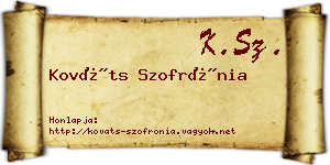 Kováts Szofrónia névjegykártya
